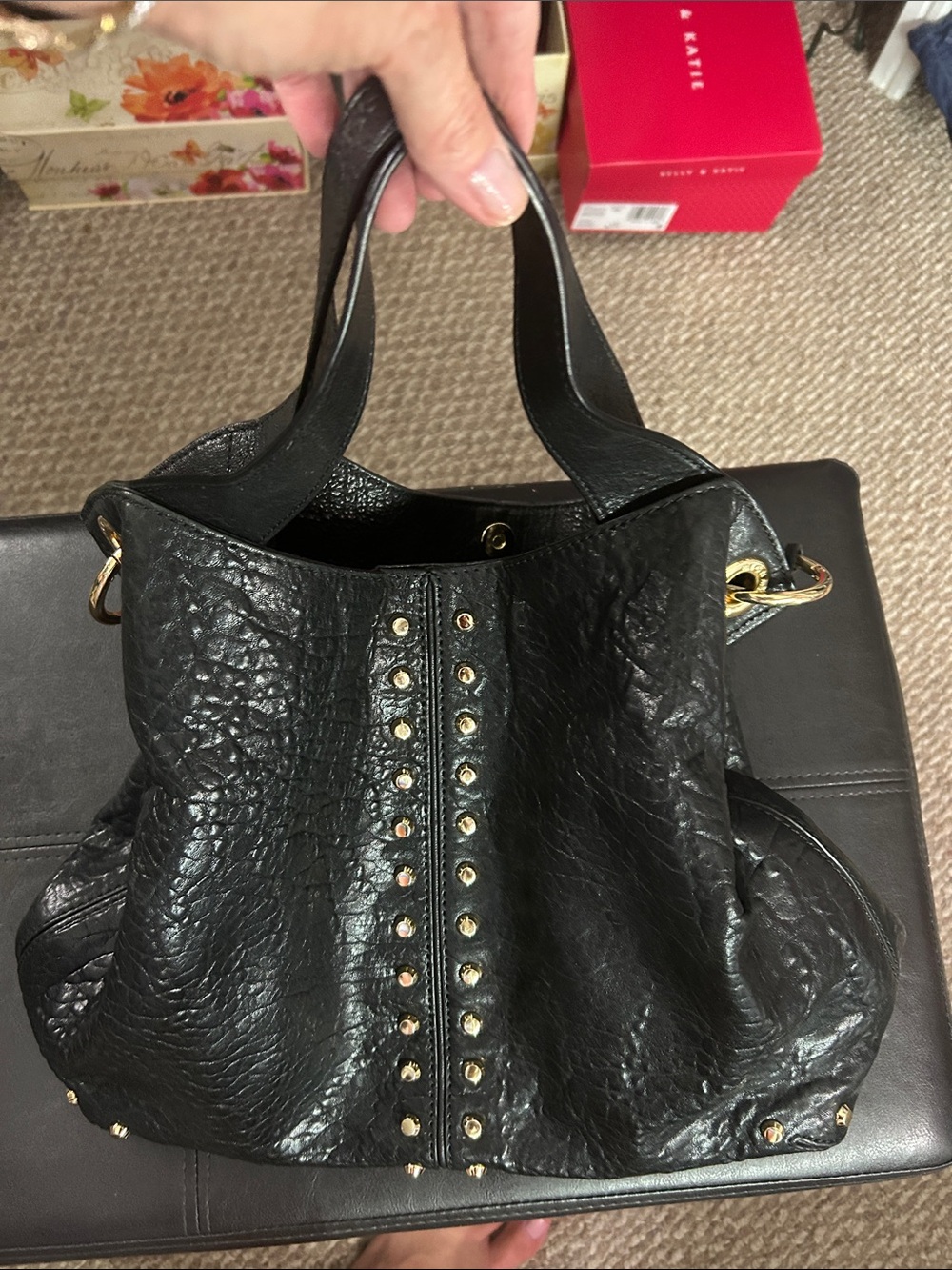 Michael Kors Black Leather Studded Shoulder Bag